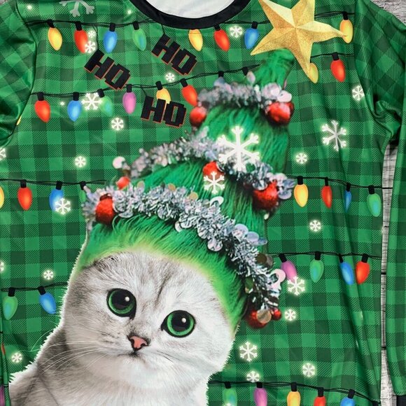 Ugly Christmas Sweater Cat Shirt - Picture 2 of 7
